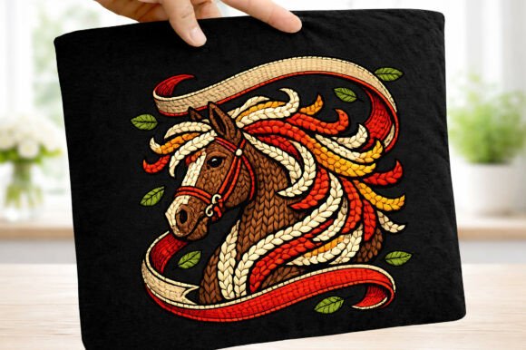 Autumn Horse Embroidery Illustration Png Review for Seasonal Projects
