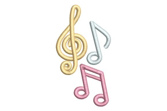 Colorful Musical Notes Embroidery Design