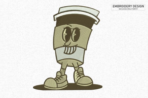 Retro Coffee Cup Character Embroidery Review